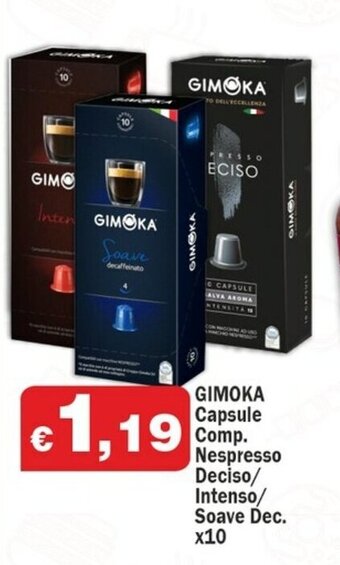 Gimoka Capsule Comp. Nespresso Deciso/Intenso/Soave Dec. x10
