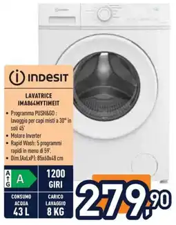 Unieuro Indesit lavatrice IMA864MYTIMEIT offerta