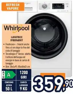 Unieuro Whirlpool lavatrice FFBD96BVIT offerta