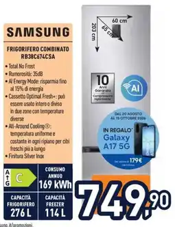 Unieuro Samsung Frigorifero Combinato RB38C674CSA offerta