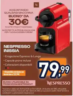 Unieuro Nespresso Inissia offerta