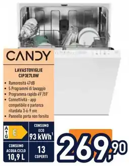 Unieuro Candy lavastoviglie CIP3E7LW offerta