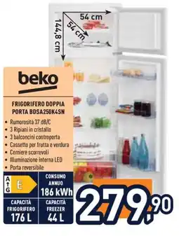 Unieuro Frigorifero doppia porta Beko offerta