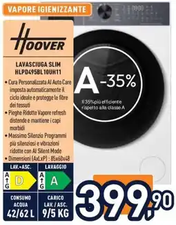 Unieuro Hoover Lavasciuga Slim HLPD495BL 10UH11 offerta