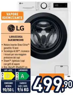 Unieuro Lavasciuga LG D4R3009NSWB offerta