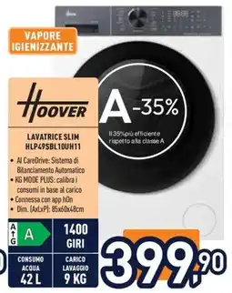 Unieuro Lavatrice slim Hoover offerta