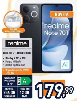 Unieuro realme Note 70T offerta