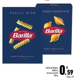 Conad Margherita Pasta di semola Barilla formati assortiti offerta