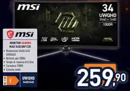 Unieuro msi monitor gaming mag 345c0rf e20 offerta