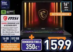 Unieuro MSI Gaming Crosshair 16 HX offerta