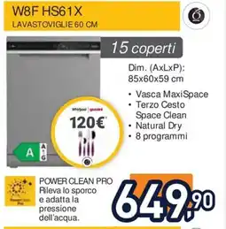 Unieuro Whirlpool W8F HS61X lavastoviglie 60 cm offerta