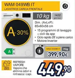 Unieuro Whirlpool WAM 049WB IT lavatrice carica frontale offerta