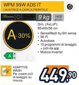 Unieuro WPM 99W ADS IT lavatrice a carica frontale offerta
