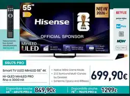 Unieuro Hisense Smart TV ULED MiniLED 55" 4K offerta