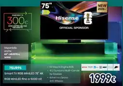 Unieuro Hisense Smart TV RGB MiniLED 75" 4K offerta