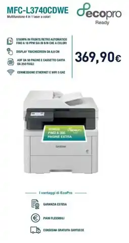 Unieuro MFC-L3740CDWE Multifunzione 4 in 1 laser a colori offerta
