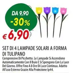 IperFamila Set di 4 lampade solari a forma di tulipano offerta