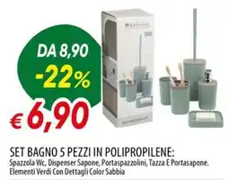 IperFamila Set bagno 5 pezzi in polipropilene offerta