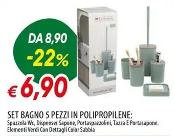 Set bagno 5 pezzi in polipropilene