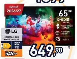 Unieuro LG SMART TV 4K QNED MINILED 65QNED70B offerta