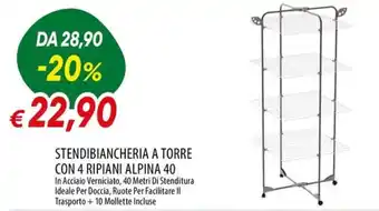 Stendibiancheria a torre con 4 ripiani Alpina 40