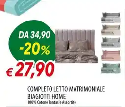 IperFamila Completo letto matrimoniale Biagiotti Home offerta