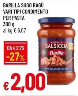 IperFamila Ragù alla Salsiccia Barilla offerta