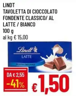 IperFamila Lindt Tavoletta di cioccolato fondente classico offerta