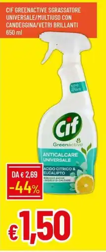 IperFamila Cif Greenactive sgrassatore universale/multiuso con candeggina/vetri brillanti offerta