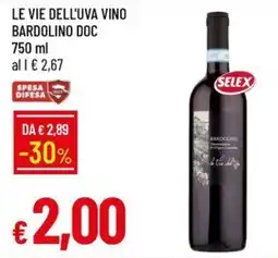 IperFamila Le Vie dell'Uva Vino Bardolino DOC offerta
