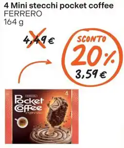 Gelmarket 4 Mini stecchi pocket coffee Ferrero offerta