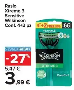 Carrefour Express Rasio Xtreme 3 Sensitive Wilkinson offerta