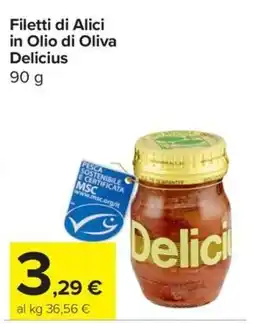 Carrefour Express Filetti di Alici in Olio di Oliva Delicius offerta
