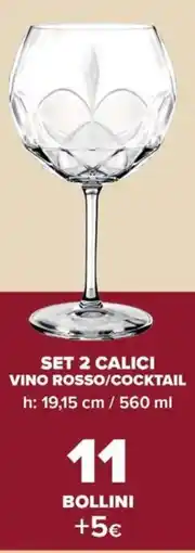 Carrefour Express Set 2 calici vino rosso/cocktail offerta