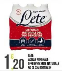 Supermercato Pollio Lete acqua minerale effervescente naturale offerta