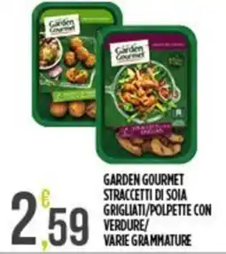 Supermercato Pollio Garden Gourmet straccetti di soia grigliati/polpette con verdure offerta