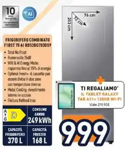 Unieuro Frigorifero combinato F1RST 75 AI offerta