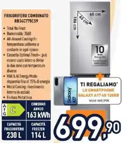 Unieuro Frigorifero combinato RB34C775C S9 offerta