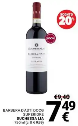 Supermercati Gulliver Barbera d'Asti Docg Superiore Duchessa Lia offerta
