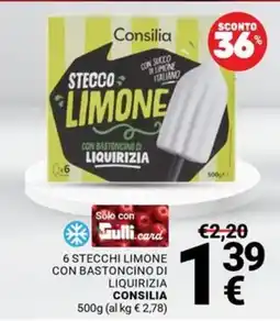 Supermercati Gulliver Stecco limone con bastoncino di liquirizia Consilia offerta