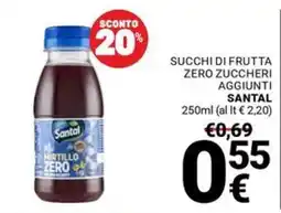 Supermercati Gulliver Succhi di frutta zero zuccheri aggiunti Santal offerta