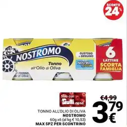 Supermercati Gulliver Tonno all'Olio di Oliva Nostromo offerta
