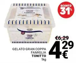 Supermercati Gulliver Gelato Gran Coppa Famiglia Tonitto offerta
