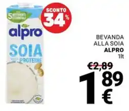 Supermercati Gulliver Bevanda alla soia Alpro offerta