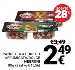 Supermercati Gulliver Pancetta a cubetti affumicata/dolce Negroni offerta