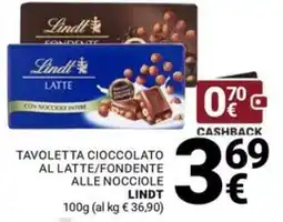 Supermercati Gulliver Tavoletta cioccolato al latte/fondente alle nocciole Lindt offerta