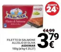 Supermercati Gulliver Filetto di Salmone all'olio di oliva Asdomar offerta