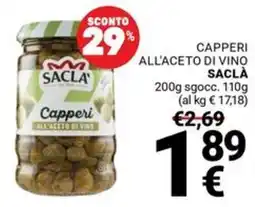 Supermercati Gulliver Capperi all'aceto di vino Saclà offerta