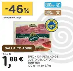 Orvea Speck IGP Alto Adige gusto delicato Senfter offerta