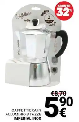 Supermercati Gulliver Caffettiera in alluminio 3 tazze imperial inox offerta